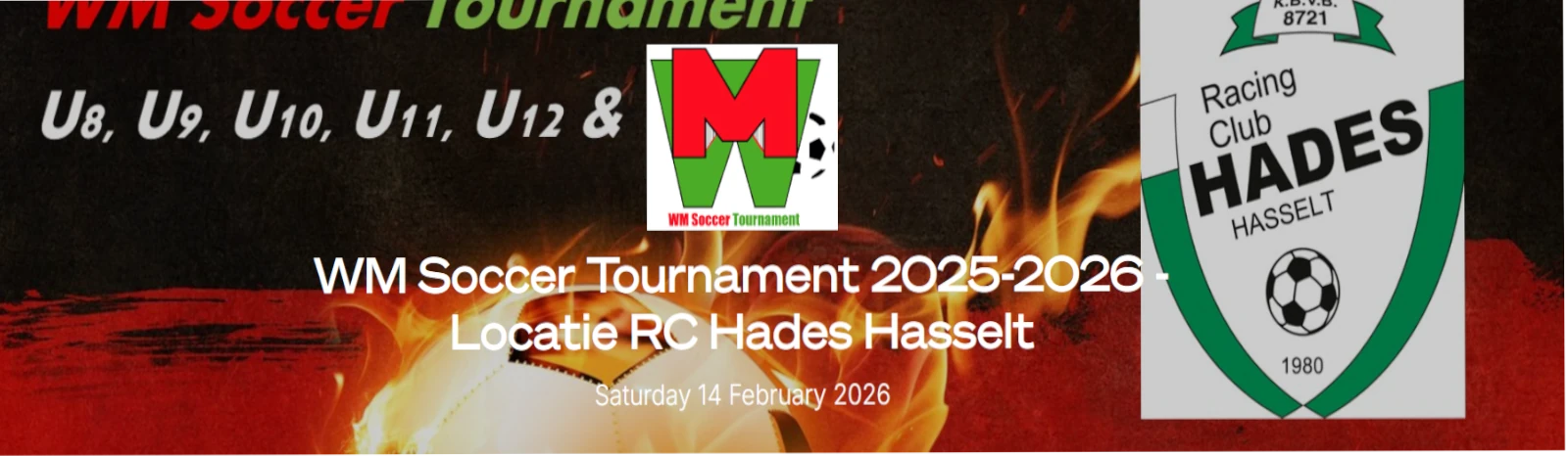 Banner - WM Soccer Tournament Locatie RC Hades Hasselt 2026 - WM Soccer Events - Affligem