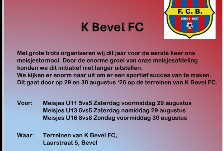 Banner - Meisjestornooi K Bevel FC - KFC Bevel - Nijlen